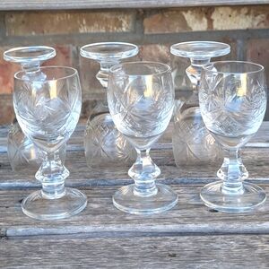 Set of 6 vintage Czech crystal liqueur or shot glasses